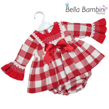 Load image into Gallery viewer, Ceyber Baby Girls Red Check Dress