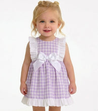 Load image into Gallery viewer, Ceyber Girls Lilac Gingham Bow Dress
