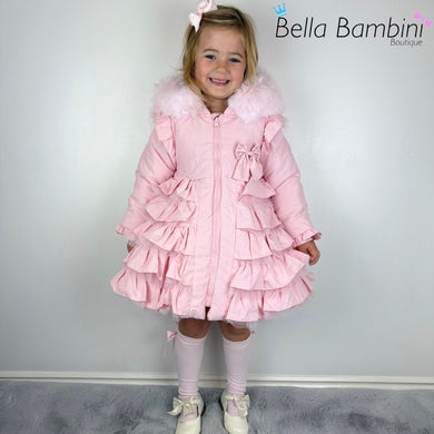 Wee Me Pink Ruffle Bow Front Coat