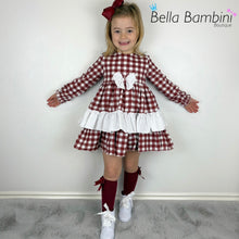 Load image into Gallery viewer, Ceyber Girls Burgundy Gingham Dress