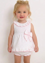 Load image into Gallery viewer, Calamaro Baby Girls Pink &amp; White Bow Dress Set