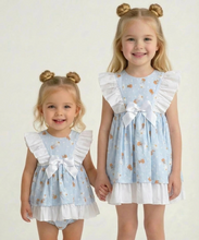Load image into Gallery viewer, Ceyber Girls Blue Daisy Basket Dress