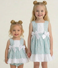 Load image into Gallery viewer, Ceyber Girls Mint Love Heart Double Bow Dress