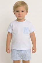 Load image into Gallery viewer, Rapife Boys Blue Stripe Short Set