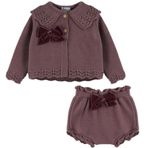Load image into Gallery viewer, Dulce De Fresa Baby Girls Plum Knit Set