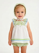 Load image into Gallery viewer, Del Sur Baby Girls Mint &amp; Blue Gingham Dress Set