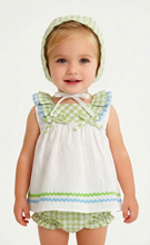 Load image into Gallery viewer, Del Sur Baby Girls Mint &amp; Blue Gingham Dress Set