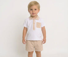 Load image into Gallery viewer, Mintini Boys Beige Pocket Polo Short Set