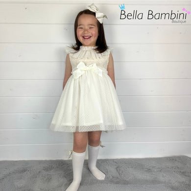 Ceyber Girls Cream Tulle Dress