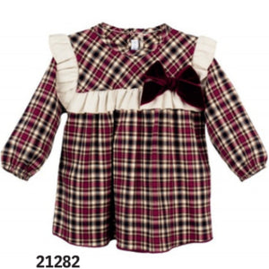 Calamaro Girls Burgundy Check Dress