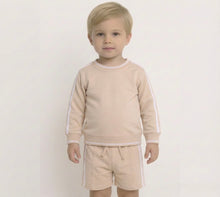 Load image into Gallery viewer, Mintini Boys Beige Sweatshirt &amp; Shorts