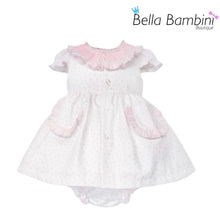 Load image into Gallery viewer, Wee Me Baby Girl White Heart Smock Collar Dress