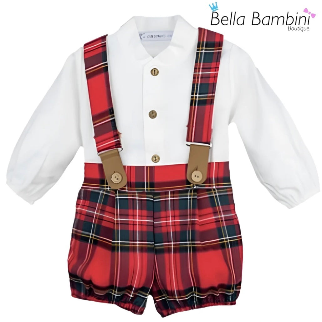 Calamaro Baby Boys Red Tartan  Set