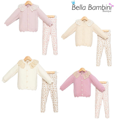 Babymy Baby Girls Leopard Lace Knitwear Set