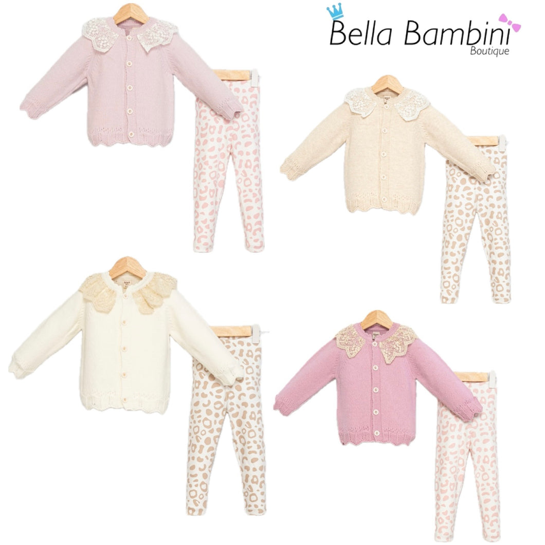 Babymy Baby Girls Leopard Lace Knitwear Set