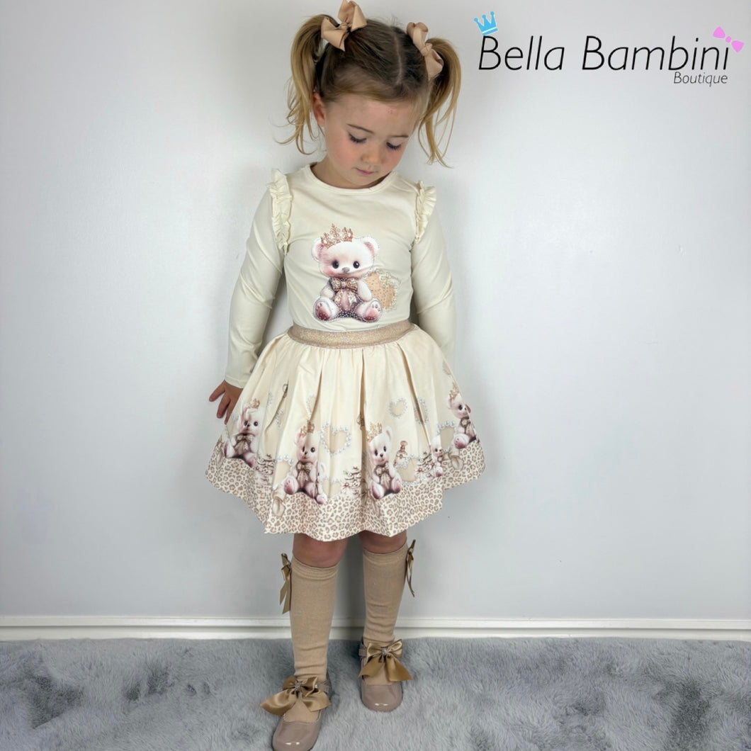 Giorgio Bambini Beige Teddy Skirt Set
