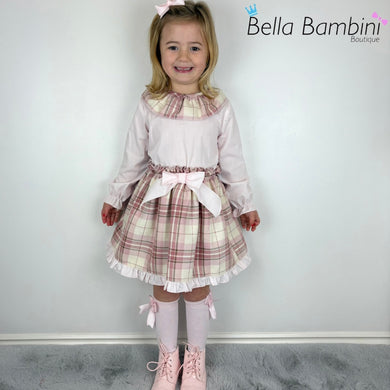 Ceyber Girls Pink and Cream Skirt Set