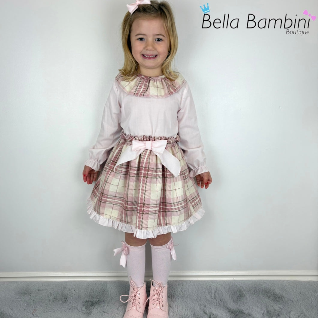 Ceyber Girls Pink and Cream Skirt Set