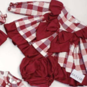 Ceyber Baby Girls Burgundy Check Dress