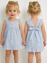 Load image into Gallery viewer, Rapife Girls Blue Ditsy Gingham Dress Set