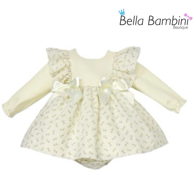 Wee Me Baby Girls Cream Floral Dress