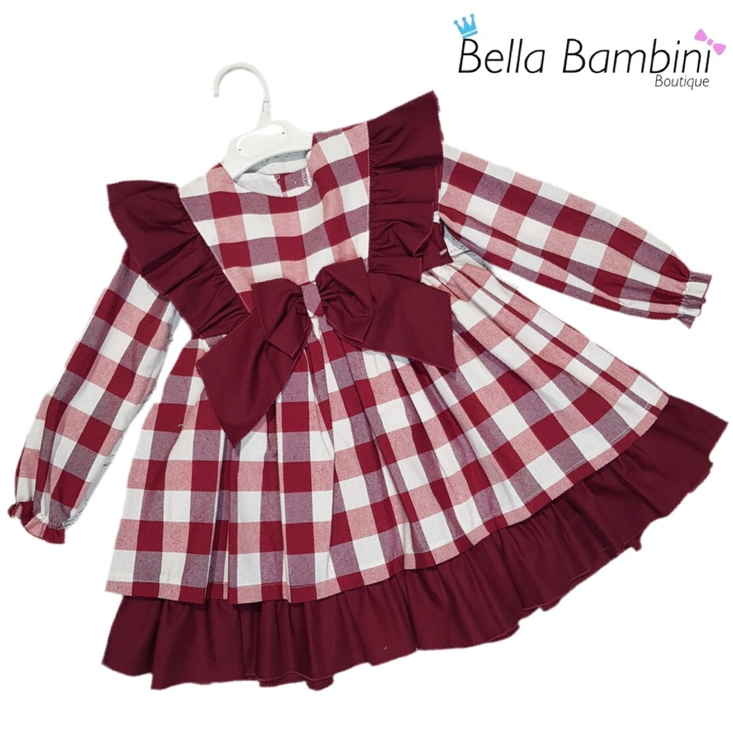 Ceyber Older Girls Burgundy Check Dress