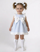 Load image into Gallery viewer, Ceyber Girls Blue Waffle Bow Dress