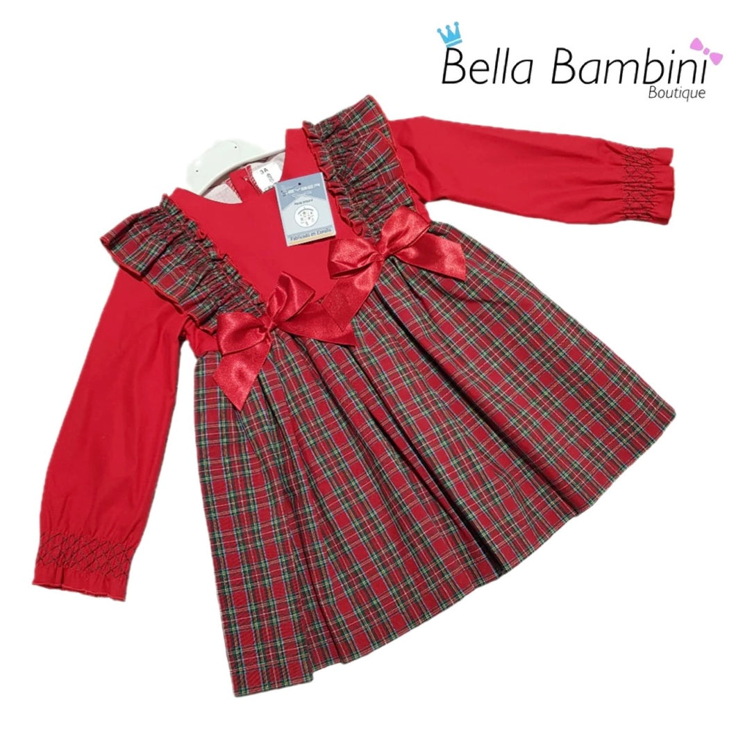 Ceyber Older Girls Tartan Double Bow Dress