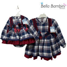 Load image into Gallery viewer, Ceyber Girls Double Bow Red and Navy Dress