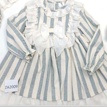 Load image into Gallery viewer, Ceyber Older Girls Cream and Grey Stripe Dress