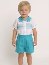 Load image into Gallery viewer, Mabini Boys Turquoise Smock Set