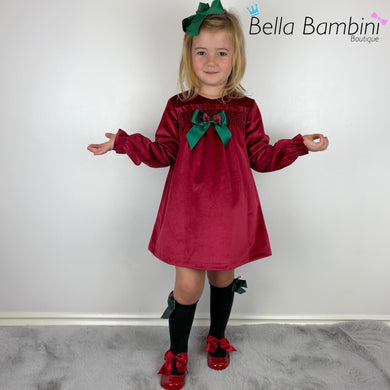 Ceyber Red and Green Velvet Dress