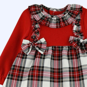 Baby Ferr Older Girls Double Bow Check Dress