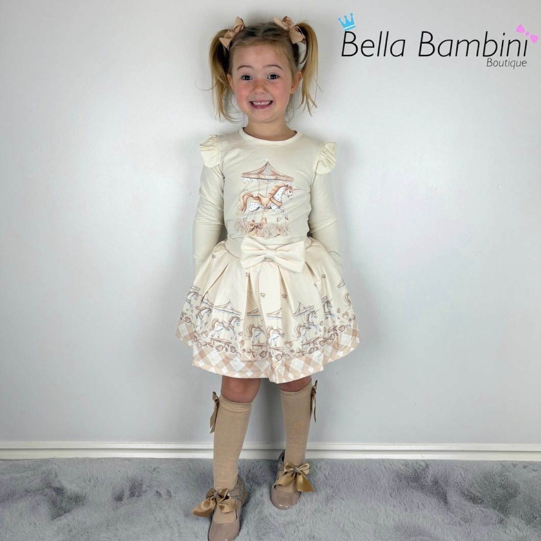Giorgio Bambini Beige Carousel Skirt Set