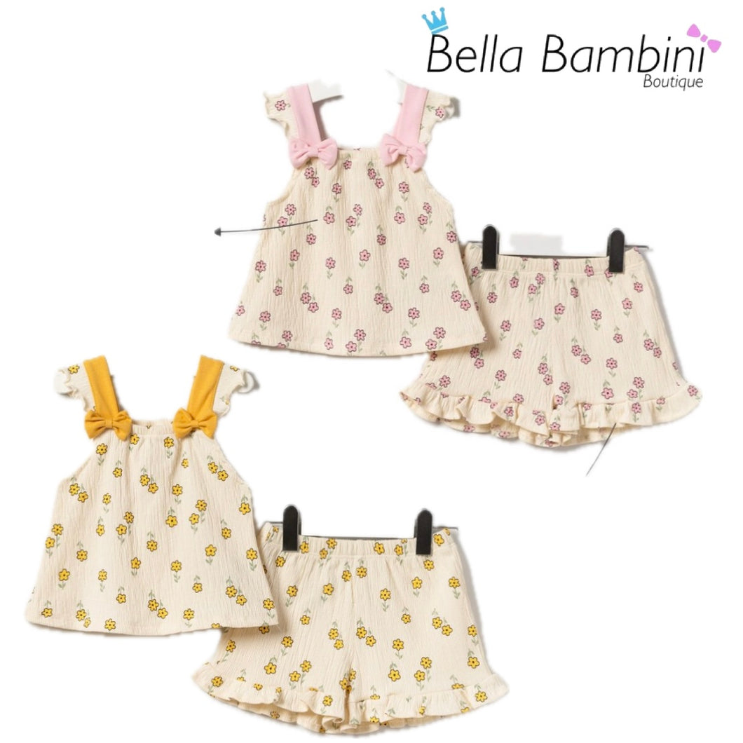 Baby Girls Floral Double Bow Short Set