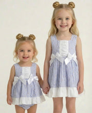 Load image into Gallery viewer, Ceyber Girls Blue Love Heart Double Bow Dress