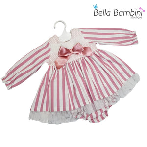 Ceyber Baby Girls Dusky Pink Stripe Dress