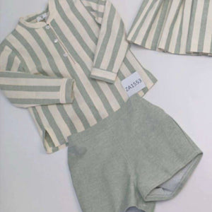 Ceyber Baby Boys Sage Stripe Short Set