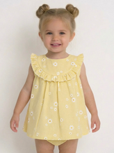 Load image into Gallery viewer, Sardon Baby Girls Lemon Gingham Daisy Dress