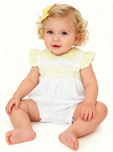 Load image into Gallery viewer, Blues Baby White Smock Daisy Romper