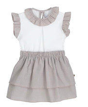 Load image into Gallery viewer, Calamaro Girls Beige Gingham Skirt Set