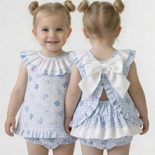 Load image into Gallery viewer, Ceyber Baby Girls Blue Teddy Open Back Jam Set