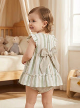 Load image into Gallery viewer, Baby Ferr Baby Girls Beige Stripe Dress &amp; Bloomers