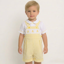 Load image into Gallery viewer, Mabini Boys Yellow Bunny Stripe Romper