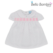 Load image into Gallery viewer, Sardon Baby Girls Pink and White Polka Dress