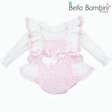 Wee Me Baby Girls Pink Floral Romper Set