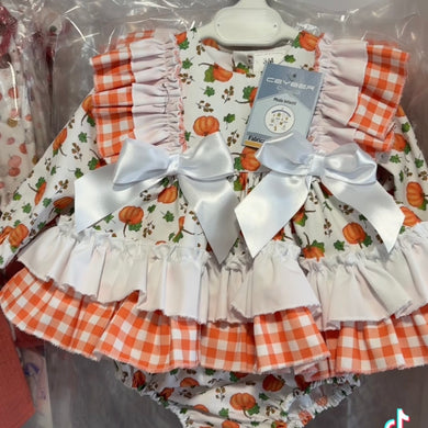 Ceyber Orange Pumpkin Print Dress
