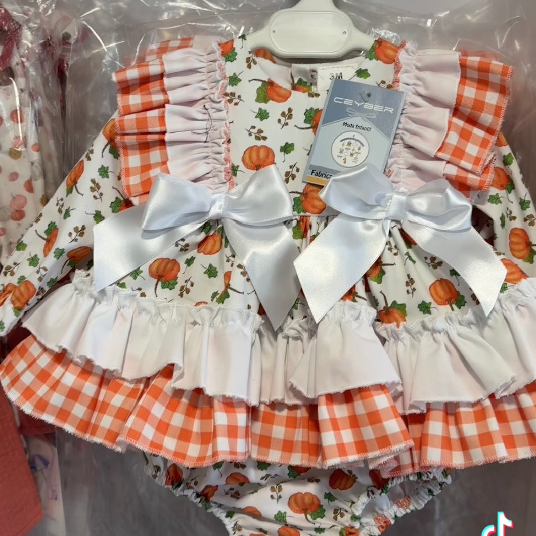 Ceyber Orange Pumpkin Print Dress
