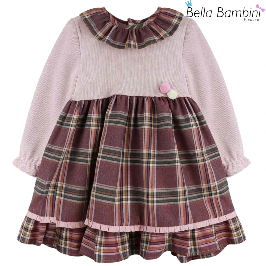 Baby Ferr Older Girls Plum Check Dress