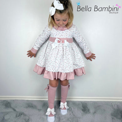 Ceyber Dusky Pink and White Dress
